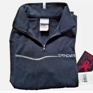 NWT SPYDER Women's Zip T-Neck Turtleneck L/S Base Layer 100% Cotton Sz 12 CHARM